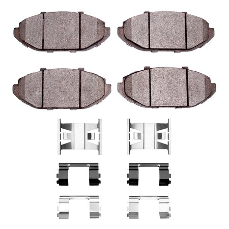 Dynamic Friction Co 5000 Advanced Brake Pads - Semi Metallic and Hardware Kit, Long Pad Wear, Front 1551-0748-01